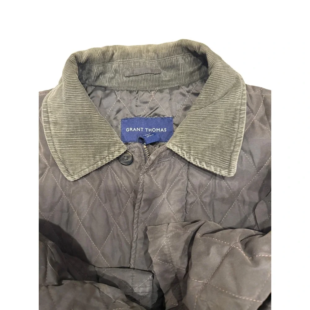 Grant Thomas Quilted Barn Jacket Mens Large Corduroy Collar Heritage Olive Green